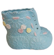 VTG NAPCOWARE CERAMIC BABY SHOE VASE/PLANTER BLUE/ PINK 8571 JAPAN