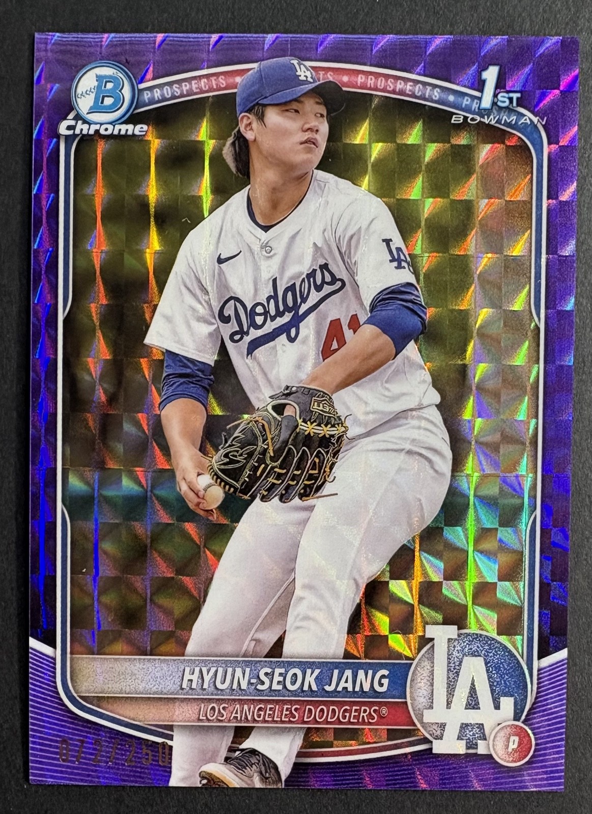 2025 HYUN-SEOK JANG 1st Bowman Chrome Purple Geometric Refractor #/250 Dodgers
