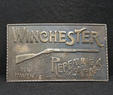 WE01158 VINTAGE 1970s WINCHESTER REPEATING ARMS RIFLE MANUFACTURER BELT BUCKLE