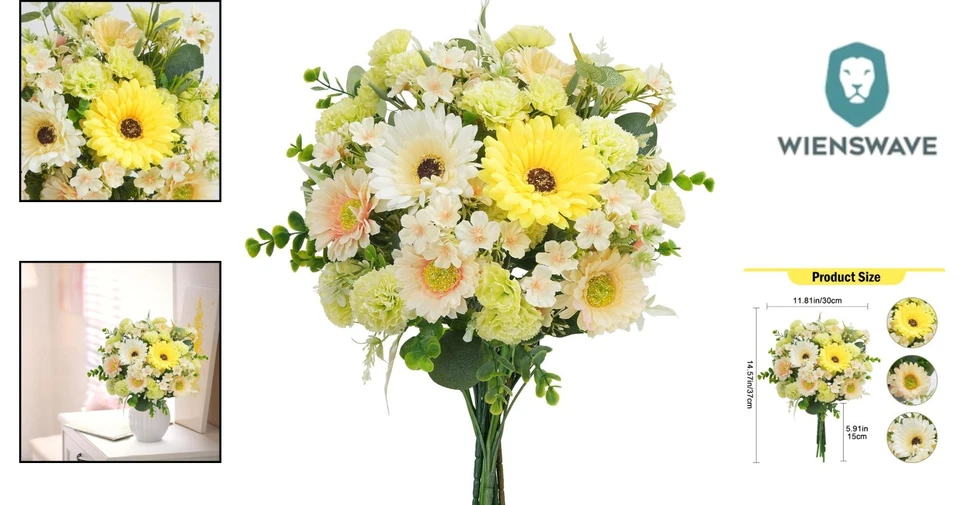 Kunstblumen Bund Hochrealistisch Seidenblumen Strauß Deko Innen Hochzeit - Bild 2 von 4