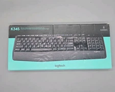 Logitech MK345 Wireless Combo Full-Sized Keyboard with Palm Rest Mouse Black