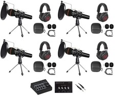 Rockville Line8 USB 4-Person Podcast Podcasting Recording Kit w/Mics Headphones