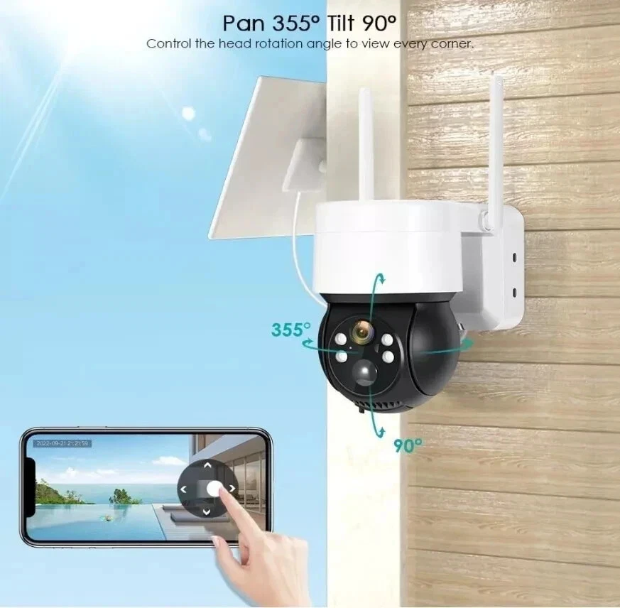 TELECAMERA Wi-Fi Senza Fili Esterno VIDEOCAMERA Sorveglianza con Pannello Solare - Immagine 2 di 4