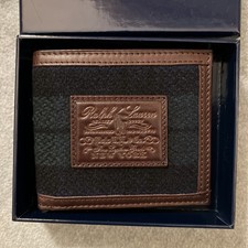 RALPH LAUREN Heritage Plaid Tweed  Leather Wallet