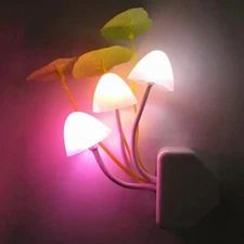 Mushroom Night Light Plug-In Light Sensor 3 LED Colorful EU/US Wall Lamp
