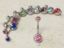 Anillos para el vientre gemas Add-A-Charm 14 g ombligo naval acero quirúrgico 316L CLOSEOUT 10 piezas