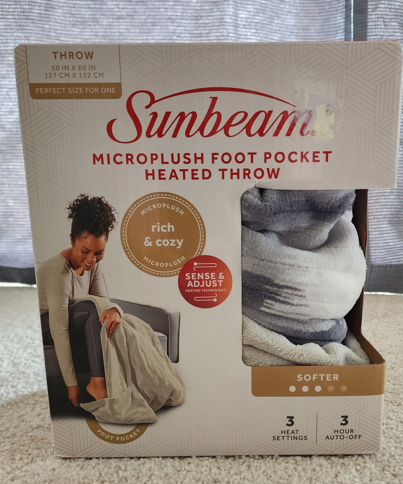 Sunbeam Microplush Foot Pocket Heated Throw - Brand New | eBay