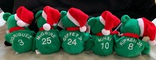 Lot of 5 New Bamm Beano's Christmas Green Beanie Bears MLB Baseball Greats