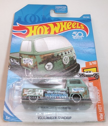 2018 HOT WHEELS 1:64 50th HW HOT TRUCKS 3/10 GREEN VOLKSWAGEN T2 PICKUP - Picture 3 of 9
