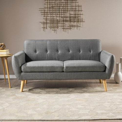 Joseline Mid Century Modern Petite Fabric Sofa - Picture 2 of 25