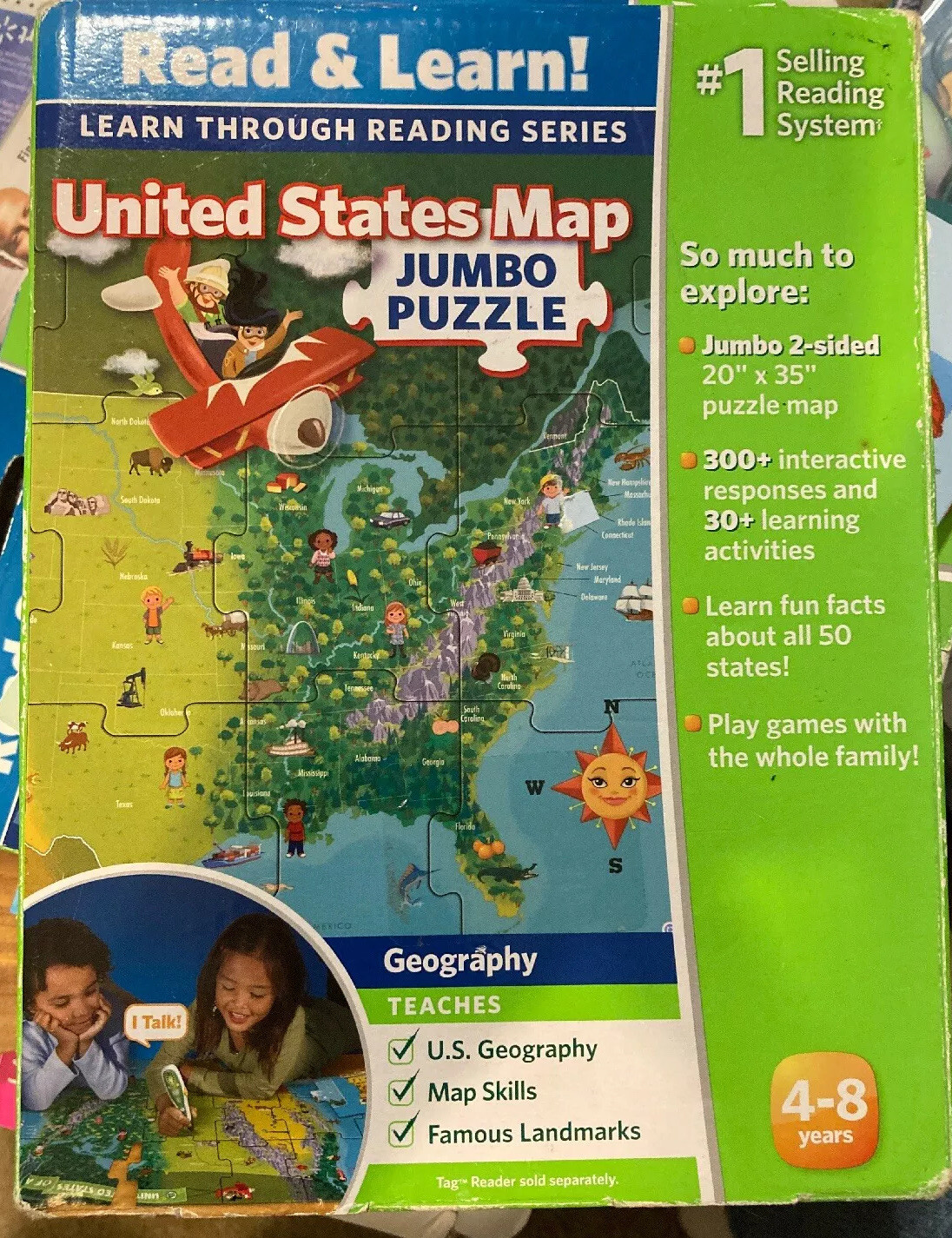 LeapFrog Interactive US Map Jumbo Floor Tag Reading 2 Sided Geography ...