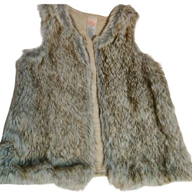 Veste En Fausse Fourrure Pour Fille - Taille 7 - Couleur Sable - Occasion Très Bon état