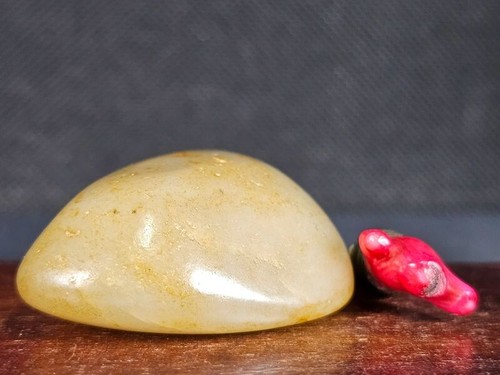 Chinese Pebble Shape Carved Natural White Hetian Jade Snuff Bottle - Picture 8 of 8