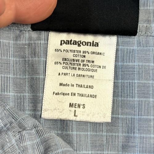 Patagonia Men's Button Up Large Blue Short Sleeve - Outdoor Hiking Or Fishing - Picture 6 of 9