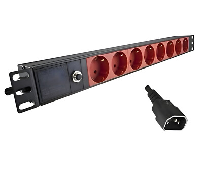 DINIC 19'' Steckdosenleiste USV C14 auf  8x Schuko | GS | 1HE | 10A | 1,8m