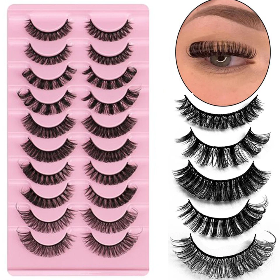 5A-HOME 10 Pairs Eyelashes Russian Strip Lashes Natural Fluffy Wispy 3D Fake Eyelashes