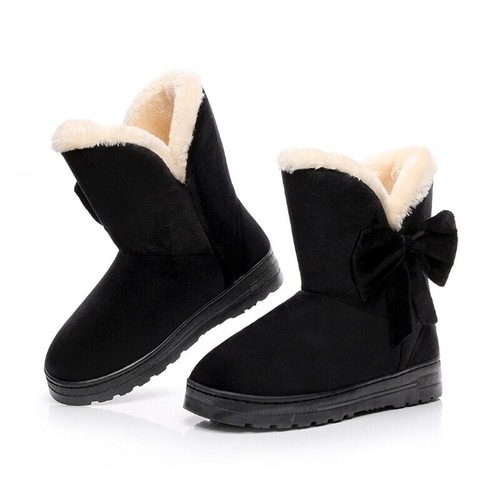 Damen Winter Warm Wildleder Stiefeletten Schnee Stiefel Fell Dick Ski Flache Freizeitschuhe - Bild 5 von 10