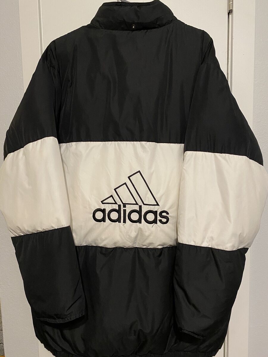 Vintage 90s Adidas Puffer Jacket Coat Black / White full zip Vintage 90s Adidas Puffer Jacket Coat Black / White full zip