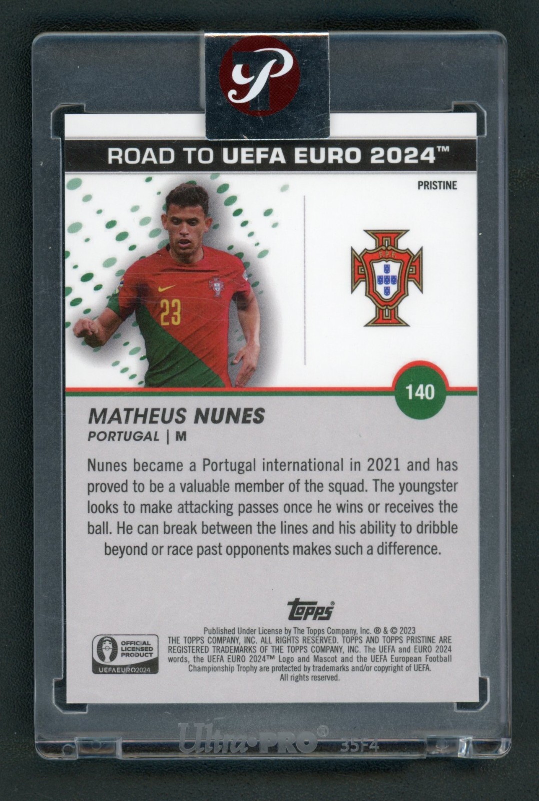 2023 Topps Pristine Road to UEFA Euro 2024 - Matheus Nunes #140 Orange ...