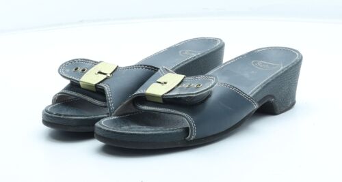 Scholl Womens Blue Leather Slider Flat UK EU - Picture 1 of 12