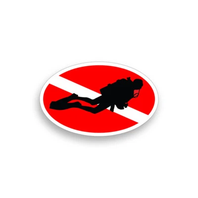 Oval Scuba Diver Sticker Flag Decal Car Truck Window Bumper Graphic Diving Dive