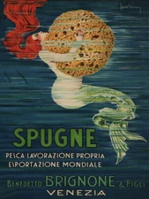 Vintage Italian Spugne mermaid ad reproduction metal sign 