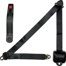 STANDARD STYLE 3 POINT RETRACTABLE BLACK SEAT BELT KIT CLASSIC MUSCLECAR