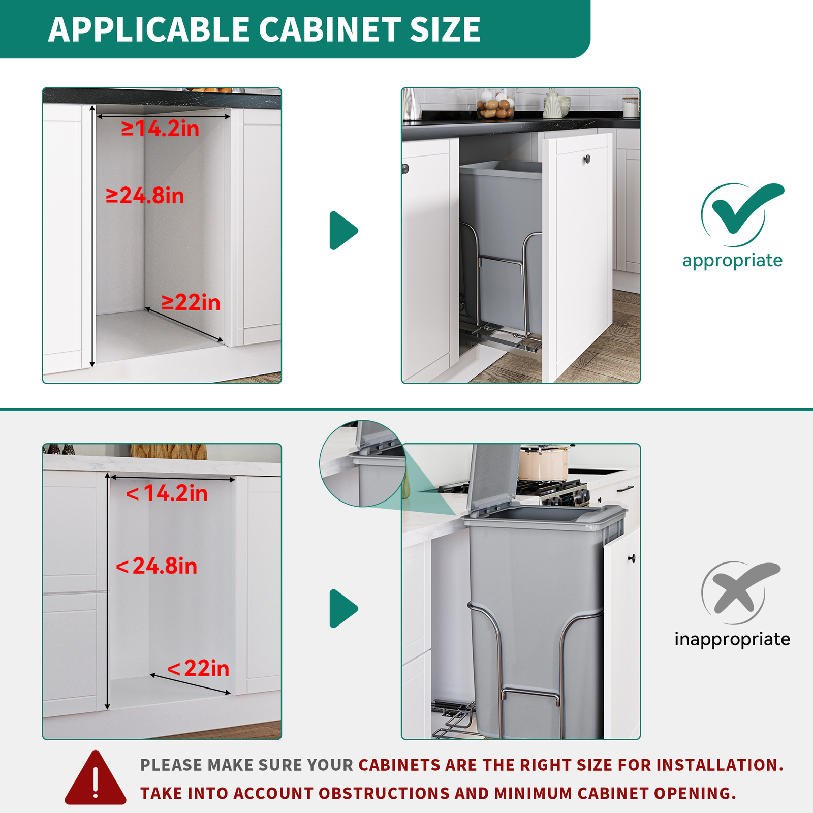 Pull Out Trash Kitchen Under Waste Container Garbage single Can