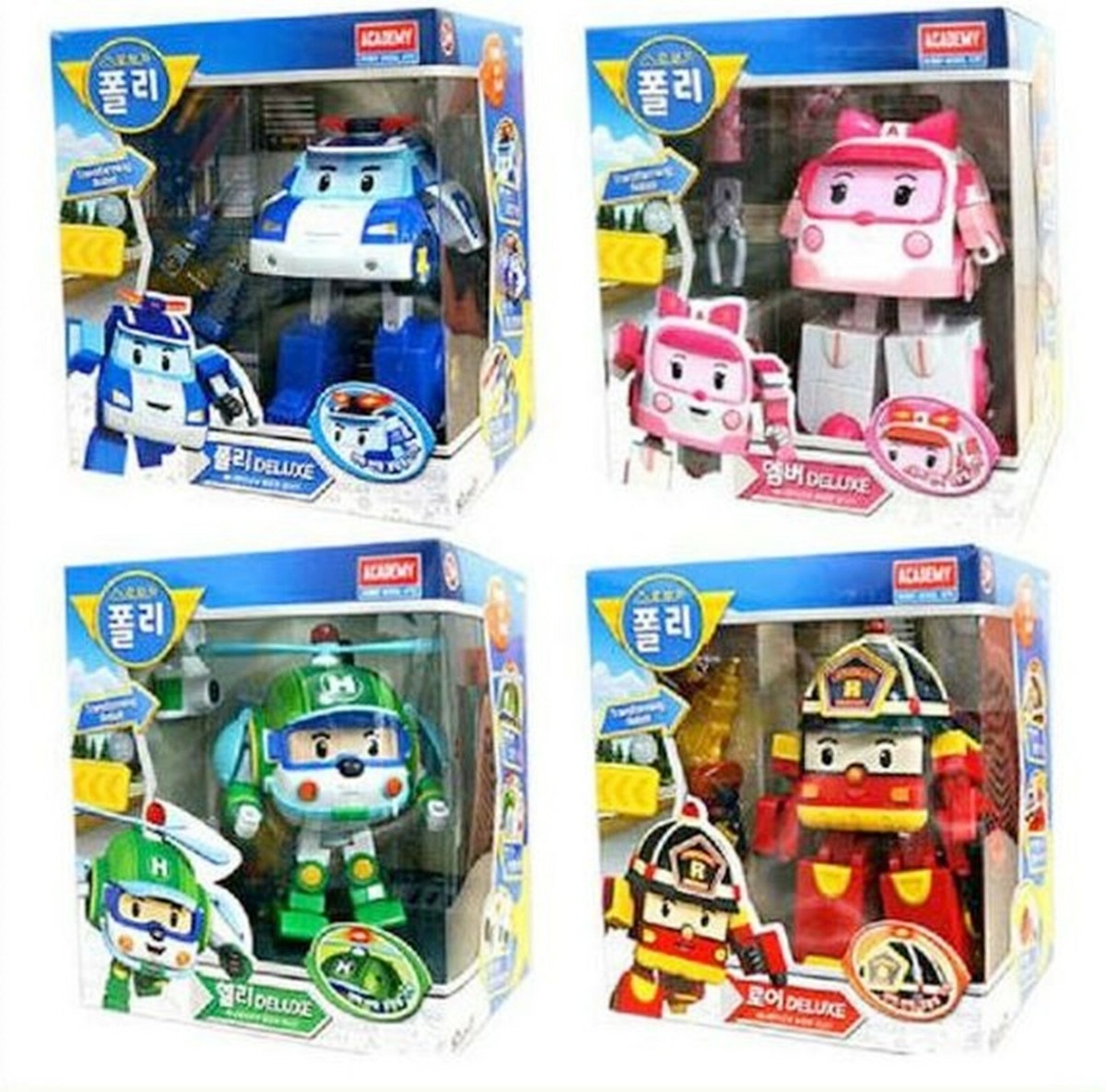 Robocar Poli Deluxe Big Transforming Transformer Robot 4pcs Poli