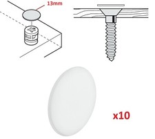 10x Self adhesive cover caps 13mm screw hole furniture chrom grey white wood