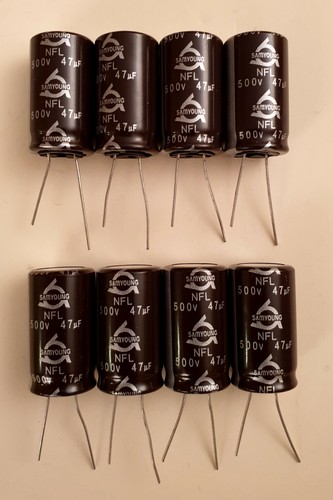 Lot Of 8 Capacitors 47 Μf - 500 Volt - Type 221°F = Long Lasting de Vie