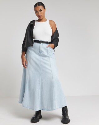 Simply be Authentic Light Wash A Line Maxi Denim Skirt size 16 UK