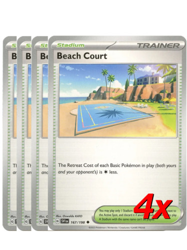 Pokemon Beach Court Uncommon x4 Playset Trainer Card 167/198