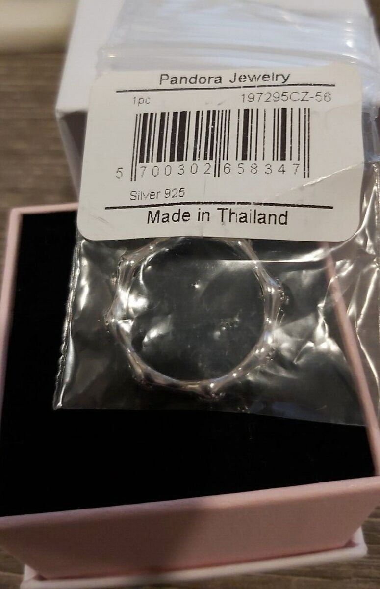 Auth PANDORA Sterling Silver RETIRED LovePods Ring wClear Auth PANDORA Sterling Silver RETIRED LovePods Ring wClear