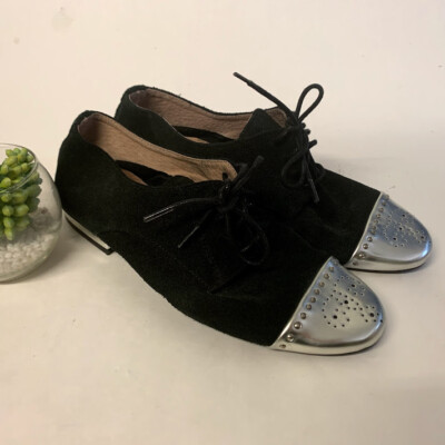 Sixtyseven Suede Leather Western Silver Perforated Toe Cap Flats Shoes 5-6 US 36