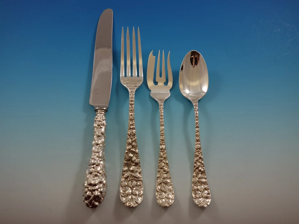 Juego de cubiertos Baltimore Rose by Schofield de plata de ley 12 servicio 75 piezas Foto 4 de 4