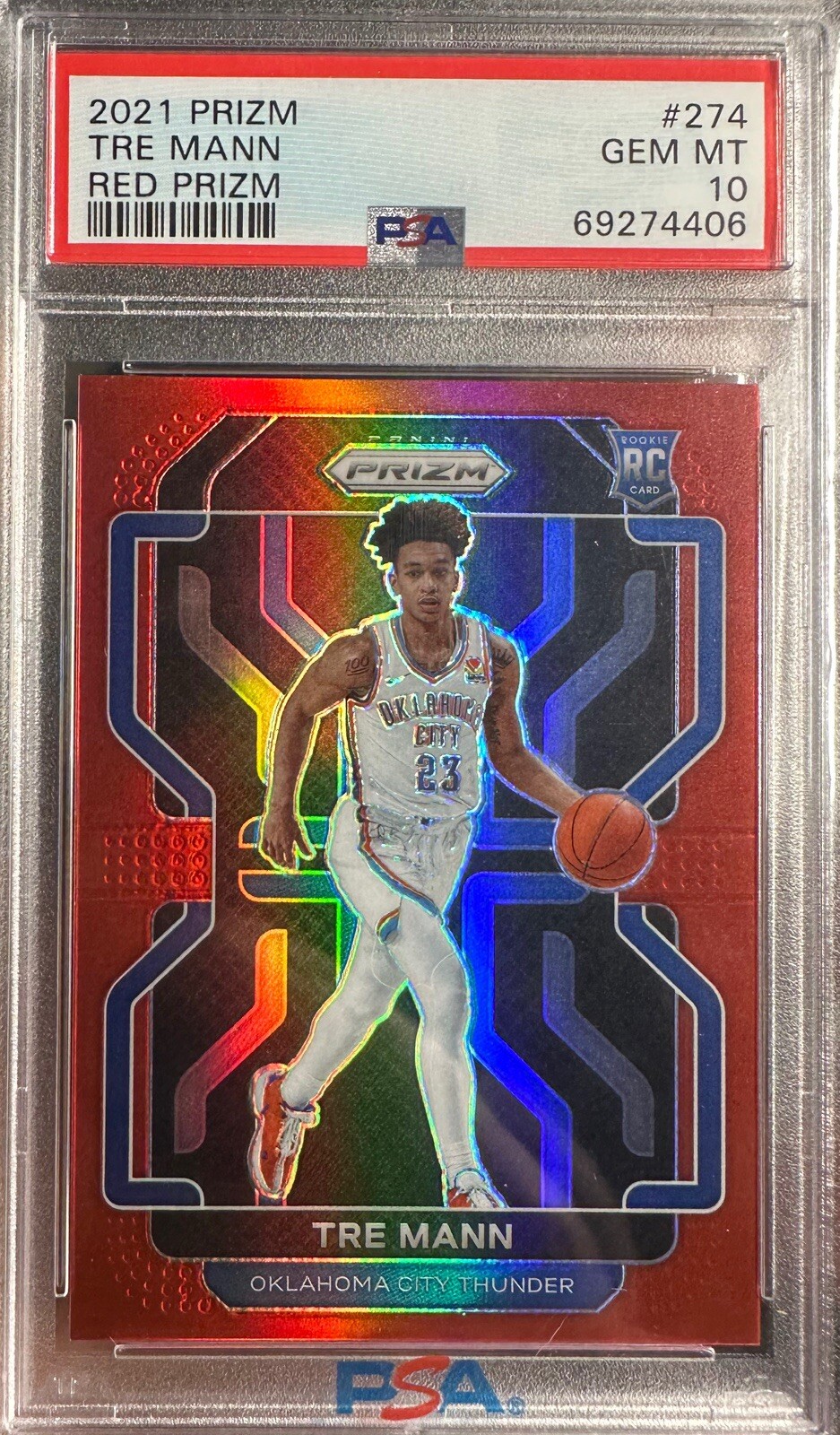 2021-22 Panini Prizm Tre Mann Red /299 #274 Psa 10 Rookie population 1