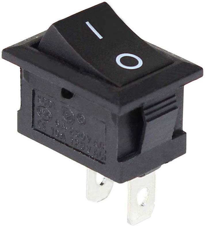 Black Rocker Switch ON-OFF 2-Pin SPST 21x15mm KCD1-101 10A/125VAC 6A ...