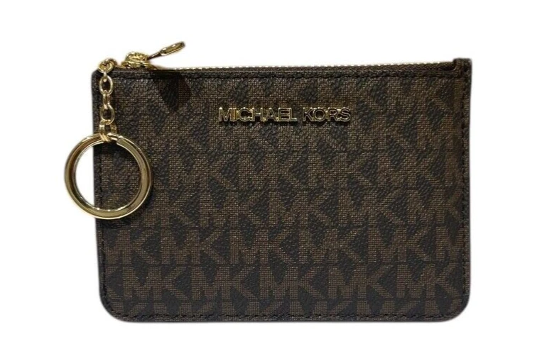 MICHAEL KORS JET SET TRAVEL SMALL COINPOUCH ID HOLDER KEY WALLET MK BROWN