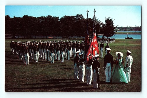 Naval Academy Color Girl Southern Belle Dress US Parade Annapolis MD Postcard E5