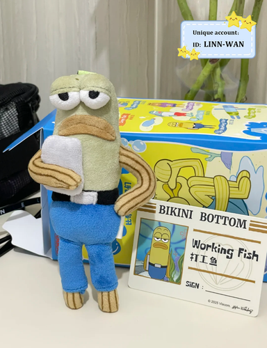 GENUINE BIKINI BOTTOM BUDDIES SERIES CONFIRMED PLUSH -WORKING FISH Girl CUTE - Bild 2 von 6