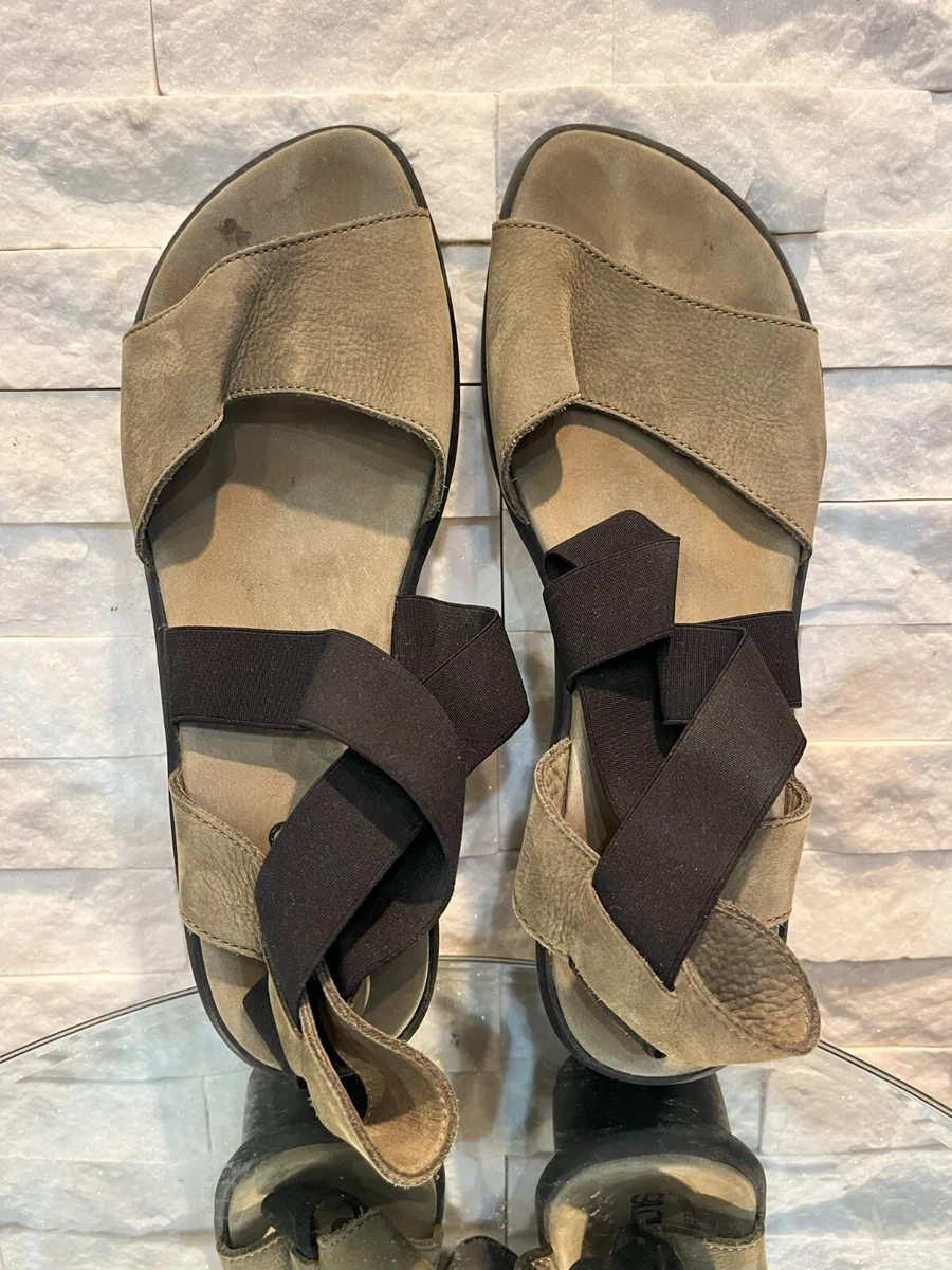 EUC Women s ARCHE Satia Veau Nubuck Brown Elastic Criss Cross Sandal 38
