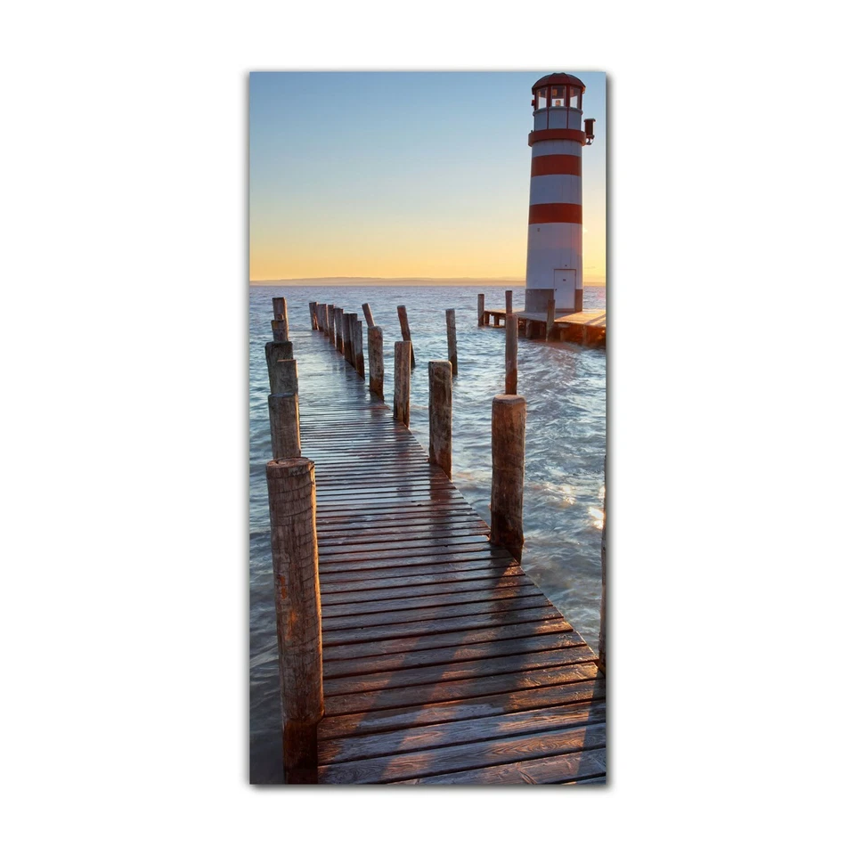 Wandbilder Glasbilder XXL 70x140 Leuchtturm am Neusiedler See an der Waldmole - Bild 4 von 4