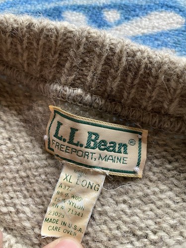 Vintage LL Bean Sweater Men XL Striped Wool Pullover Fisherman Nordic Birds Eye - Picture 2 of 6