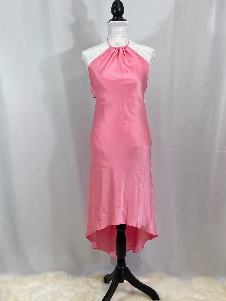 Alice + Olivia Rayni Satin Halterneck High Low Midi-Dress size 0