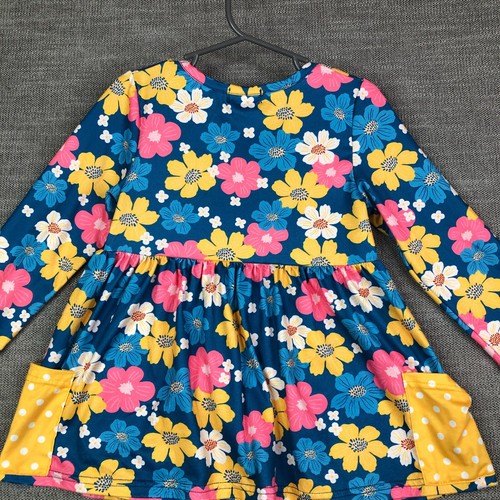 Foxtail Lilies Outfit Girls L Large Blue Yellow Floral Polka Dot Shirt Pants Set - Picture 10 of 21
