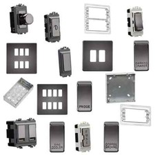 Screwless Black Nickel CUSTOM Grid Faceplate Modules Switches
