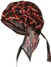 Cotton Biker Skull Cap Motorcycle Bandana Head Wrap Doo Rag Dorag, Red Electric