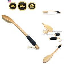 Bath Brush Wooden Curved Long Handle Antiskid Shower Brush for Exfoliating, N...