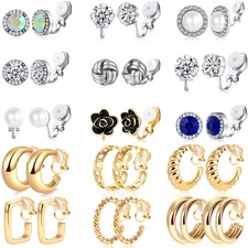 15 Pairs Clip on Earrings for Women: Non Pierced, Cute, Crystal  Pearl Designs,